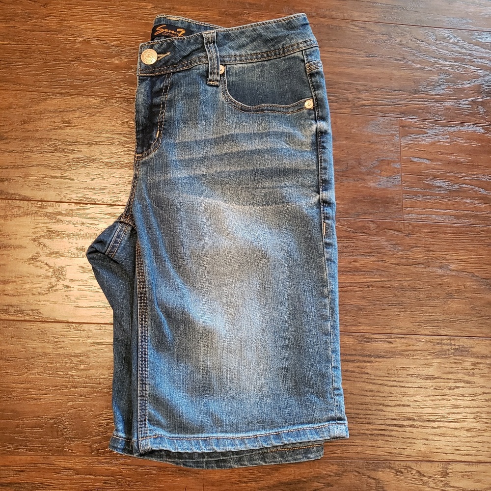 Seven 7 Denim Blue Jean Bermuda Shorts